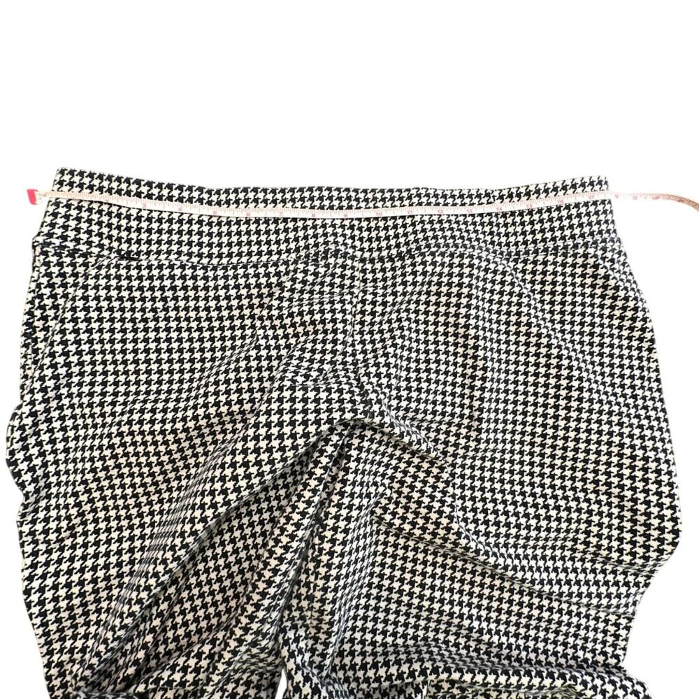 Lands' End Pants Women XL 18 Cream Black Houndstooth Pull-on Straight Leg - Picture 9 of 13